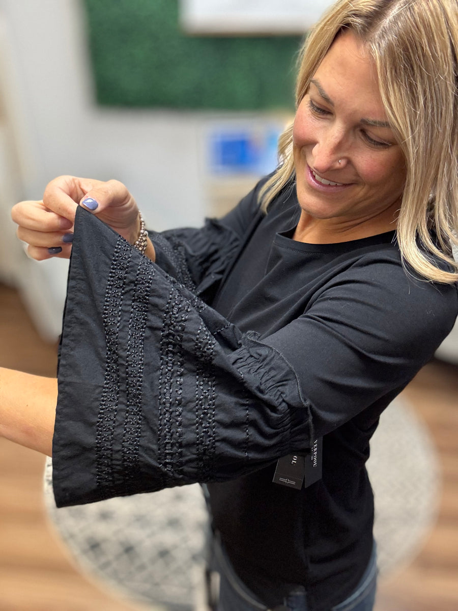 Liverpool - Embroidered 3/4 Bell Sleeve Top