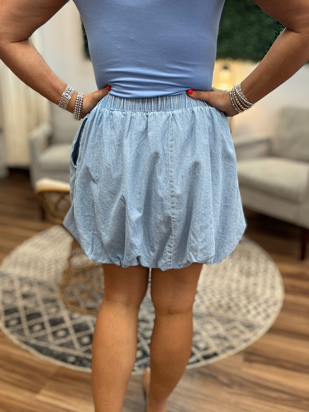 Bubble Hem Denim Skirt