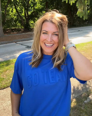 Embossed Oversized Go Team Tee - Blue