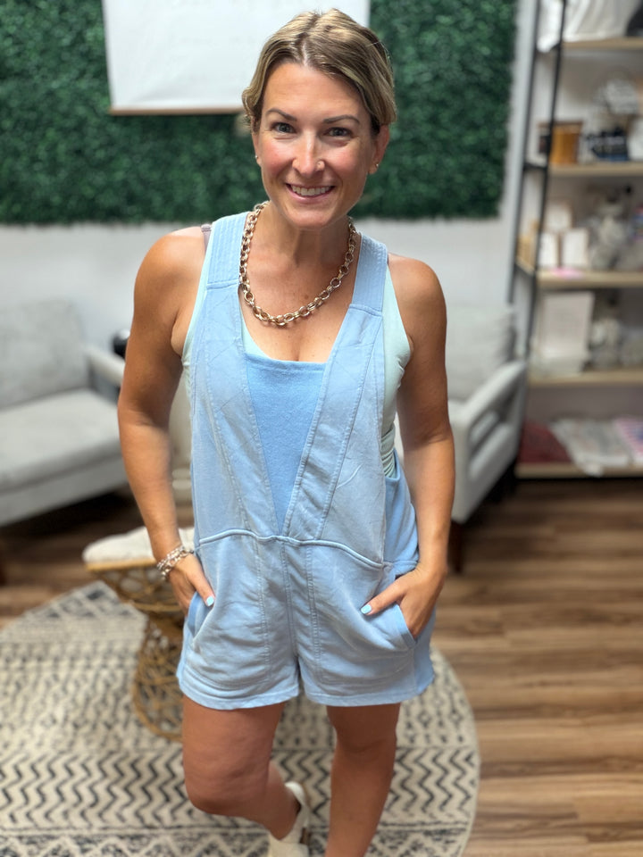 Beach Please Romper - Light Blue