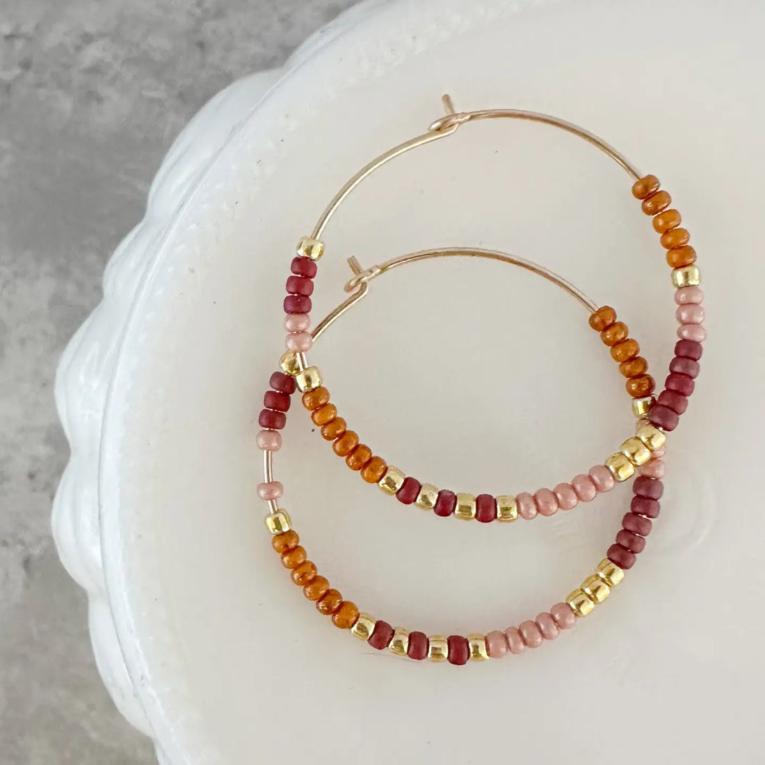 Mulled Cider Beaded Hoop Earrings