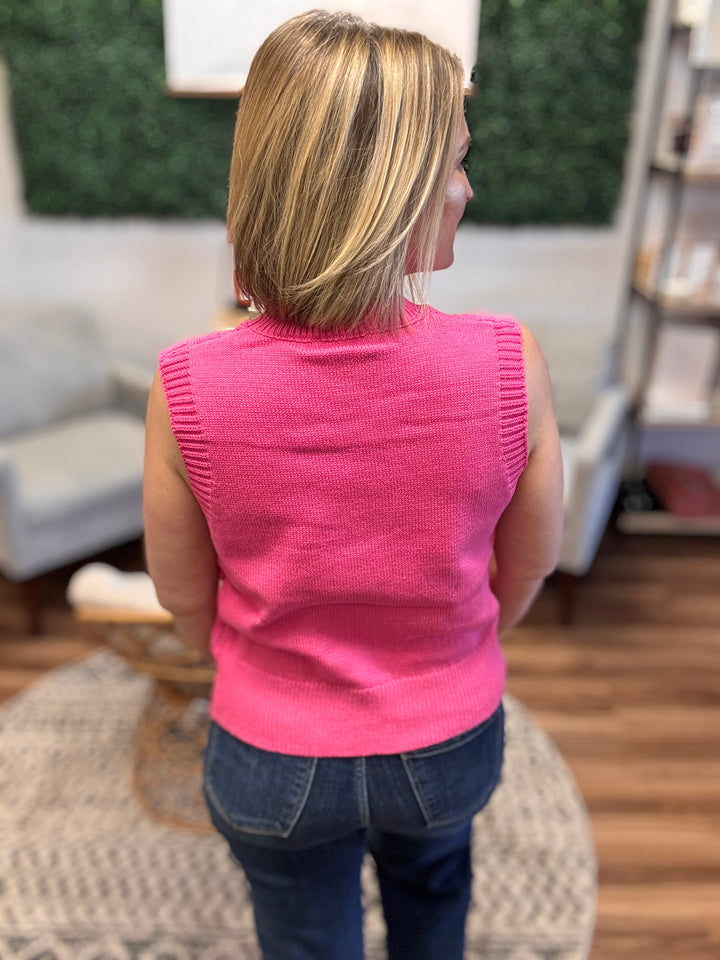 Fresh Start Knit Sweater Vest - Hot Pink