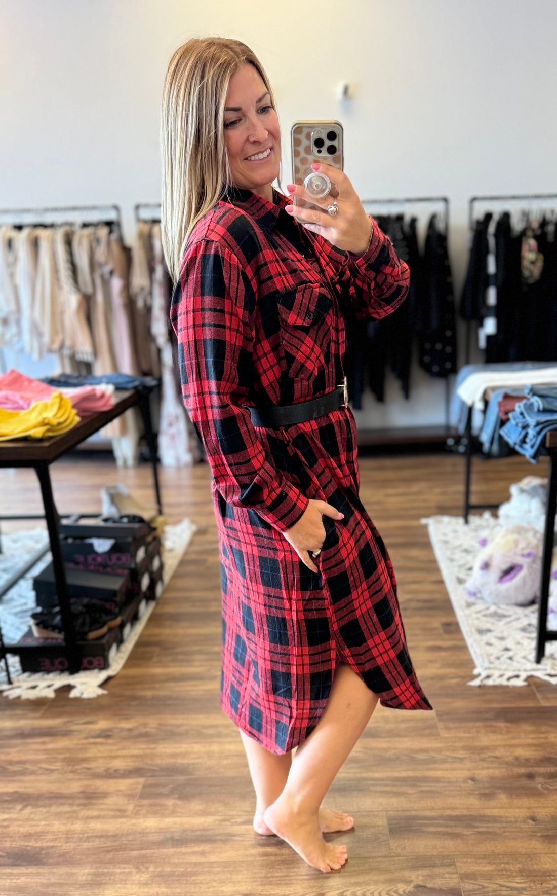 Michelle - Flannel Plaid Longline Shacket