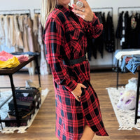 Michelle - Flannel Plaid Longline Shacket