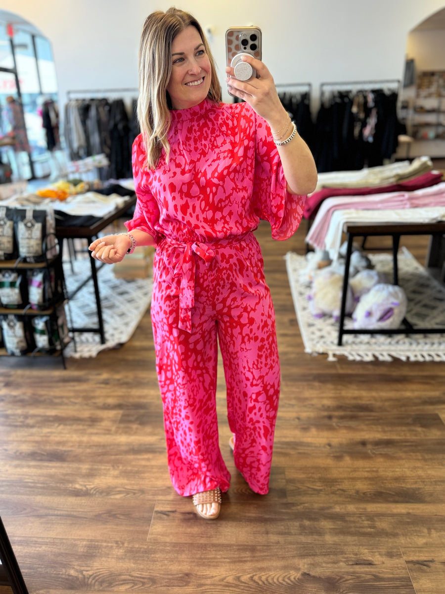 Hailey - Pink Leopard Jumpsuit