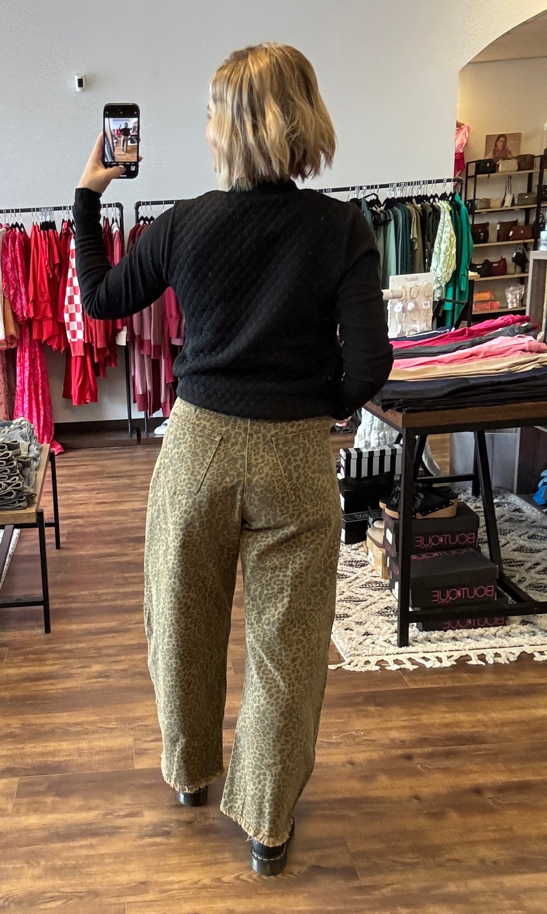 Cheetah Print Barrel Jeans