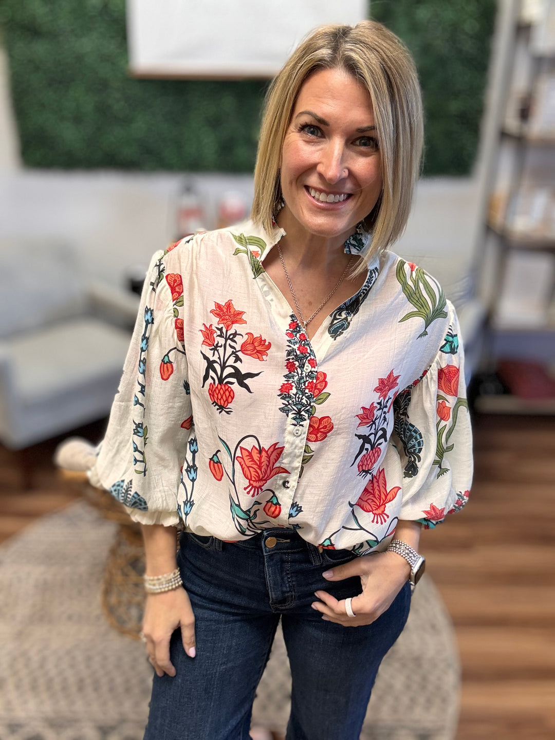 Garden Sketch Sheer Blouse