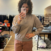 French Terry Pigment Dyed Pullover - Brown