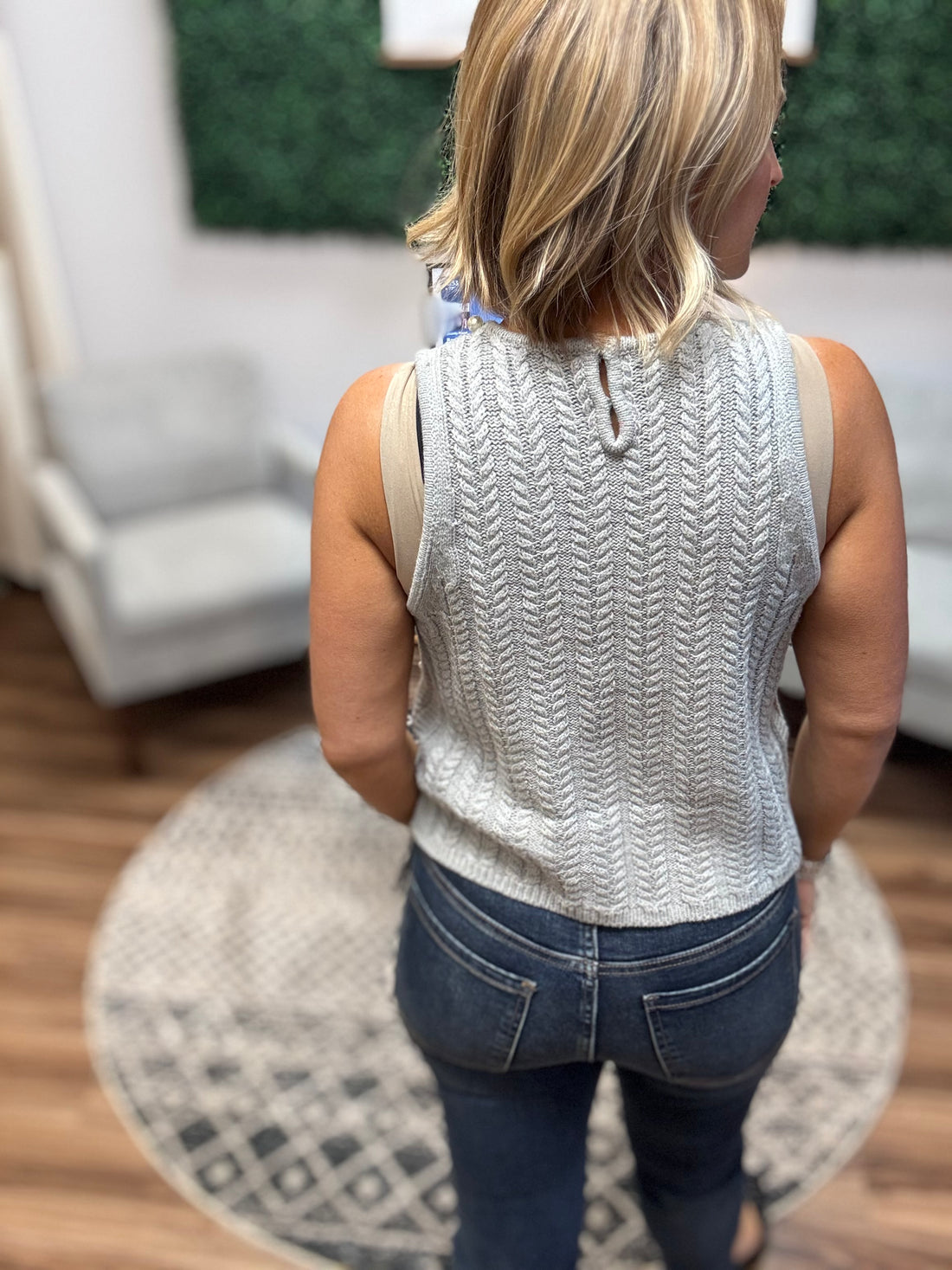 Elle - Pearl Knit Tank - Heather Grey