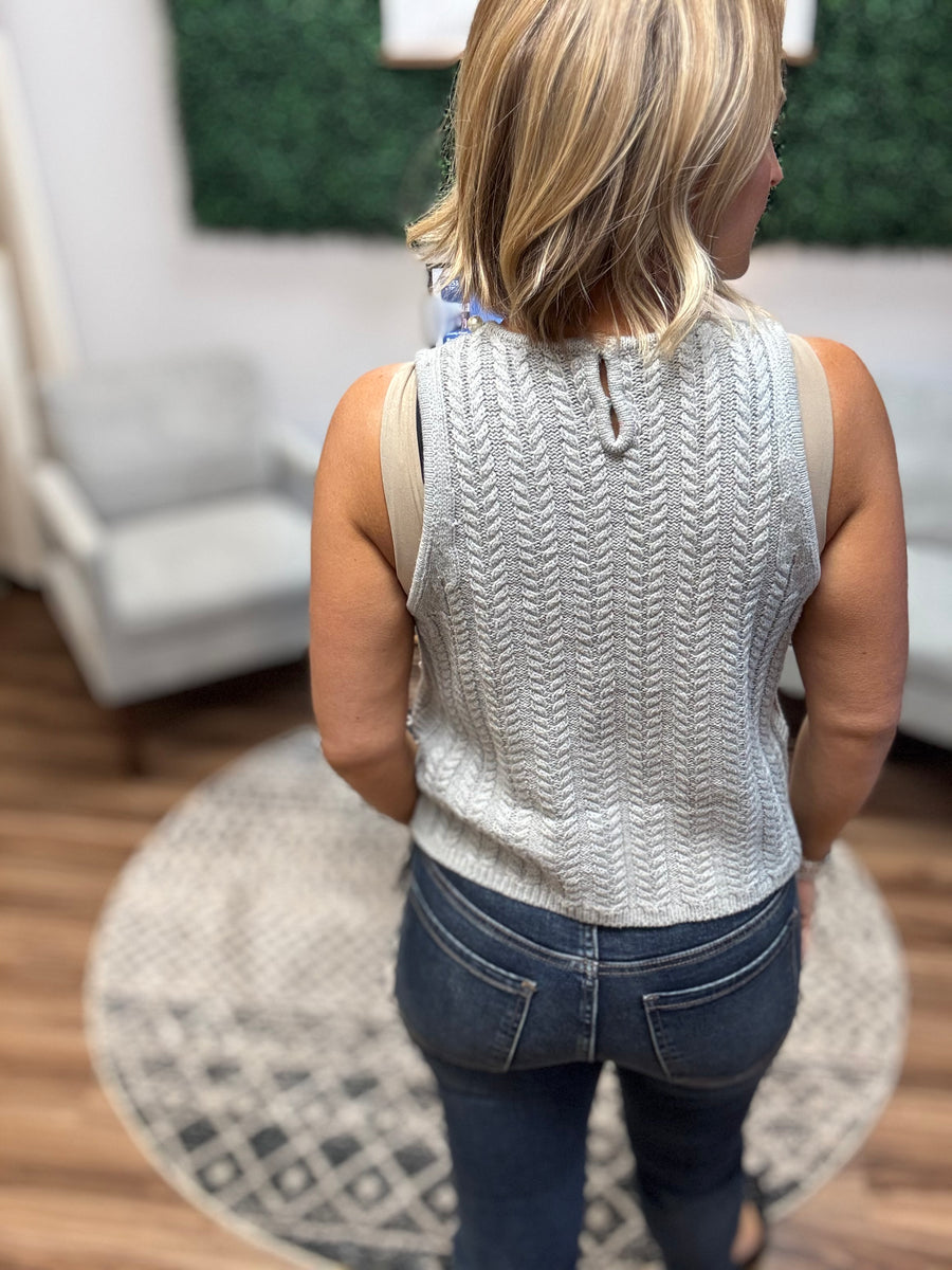 Elle - Pearl Knit Tank - Heather Grey