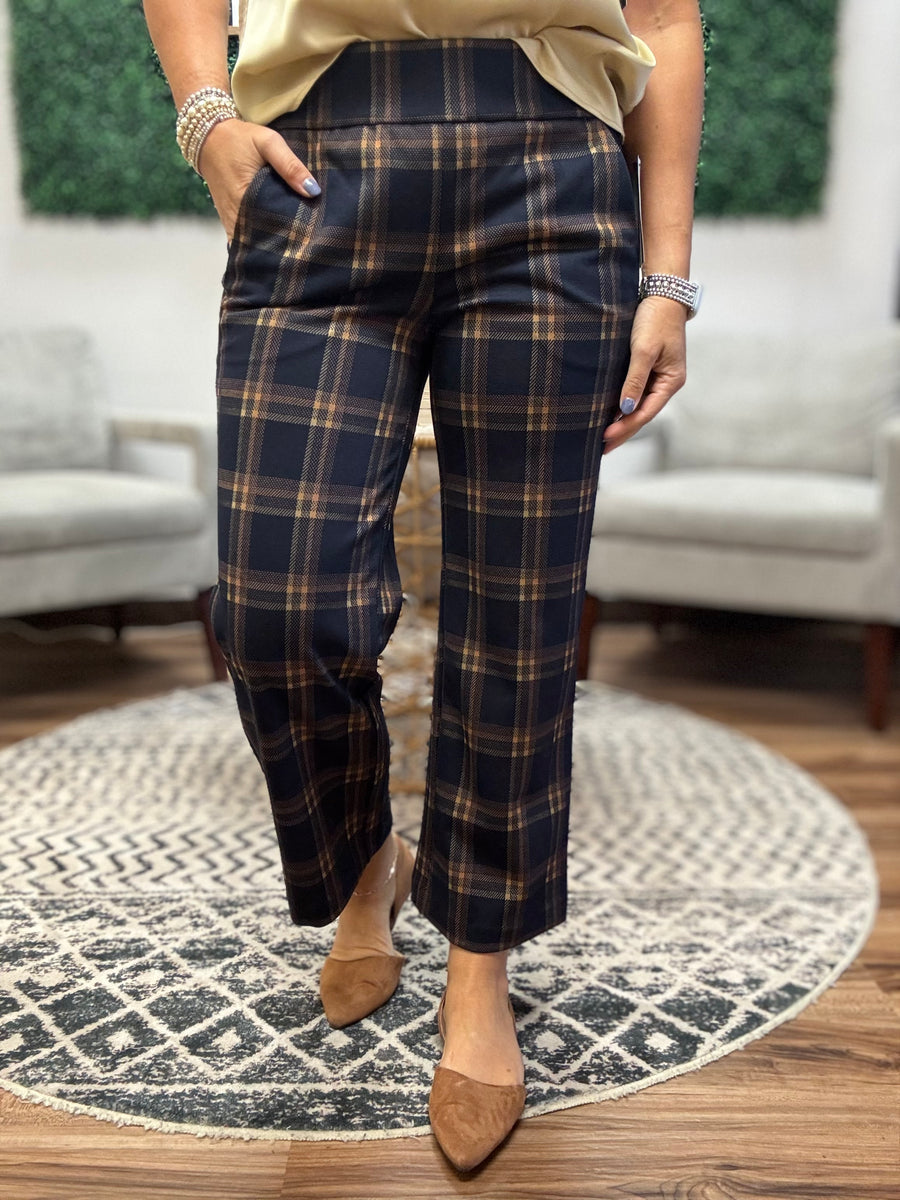 Liverpool - Mabel Plaid Crop Wide Leg Pants