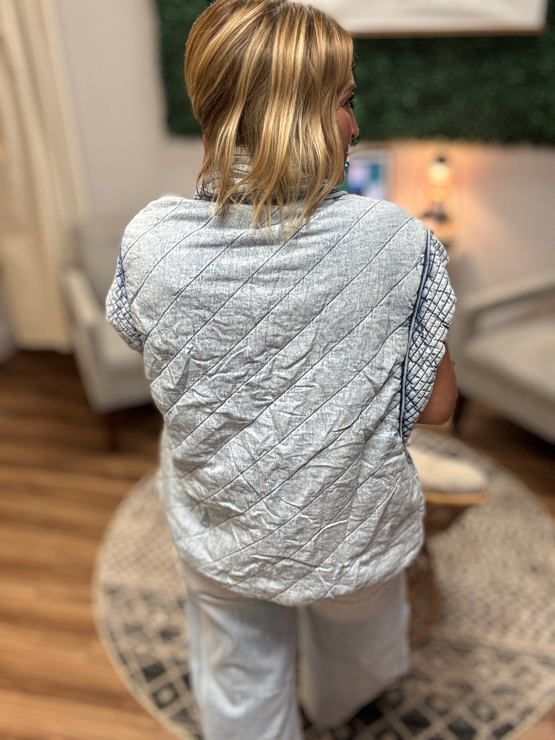 Quilted Chambray Vest