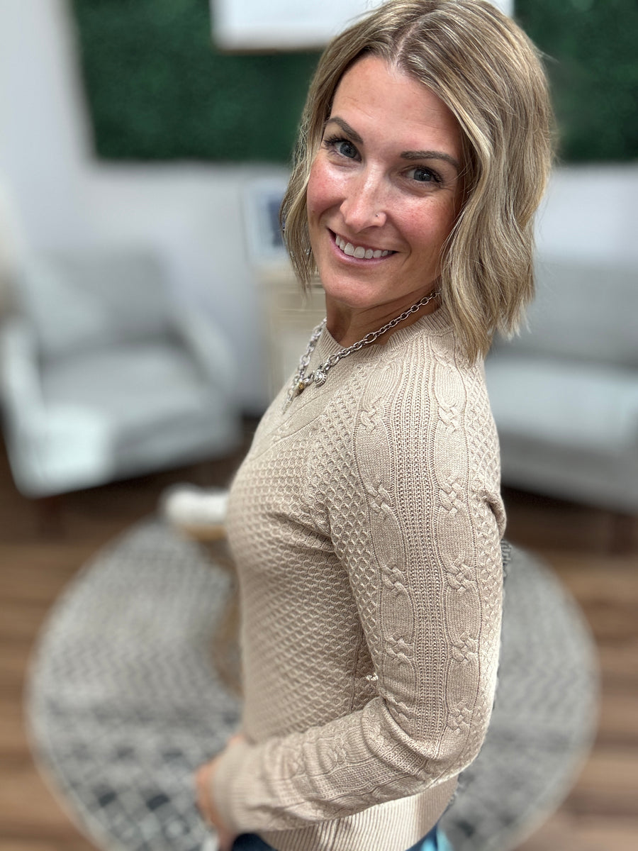 Liverpool - Long Sleeve Crew Neck Raglan Sweater - Tan