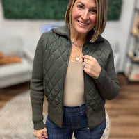 Liverpool - Quilted Zip Front Sweater Jacket