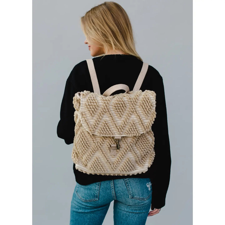 Textured Diamond Backpack - Tan