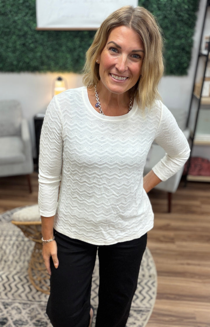Liverpool - 3/4 Sleeve Lightweight Sweater with Rib Trim