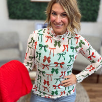 Keigan Mesh Top- Midnight Bow Christmas Edition