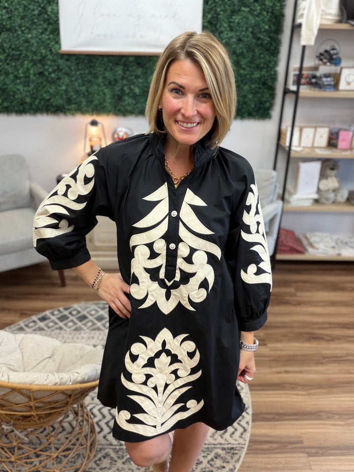 Midnight Medallion Poplin Dress