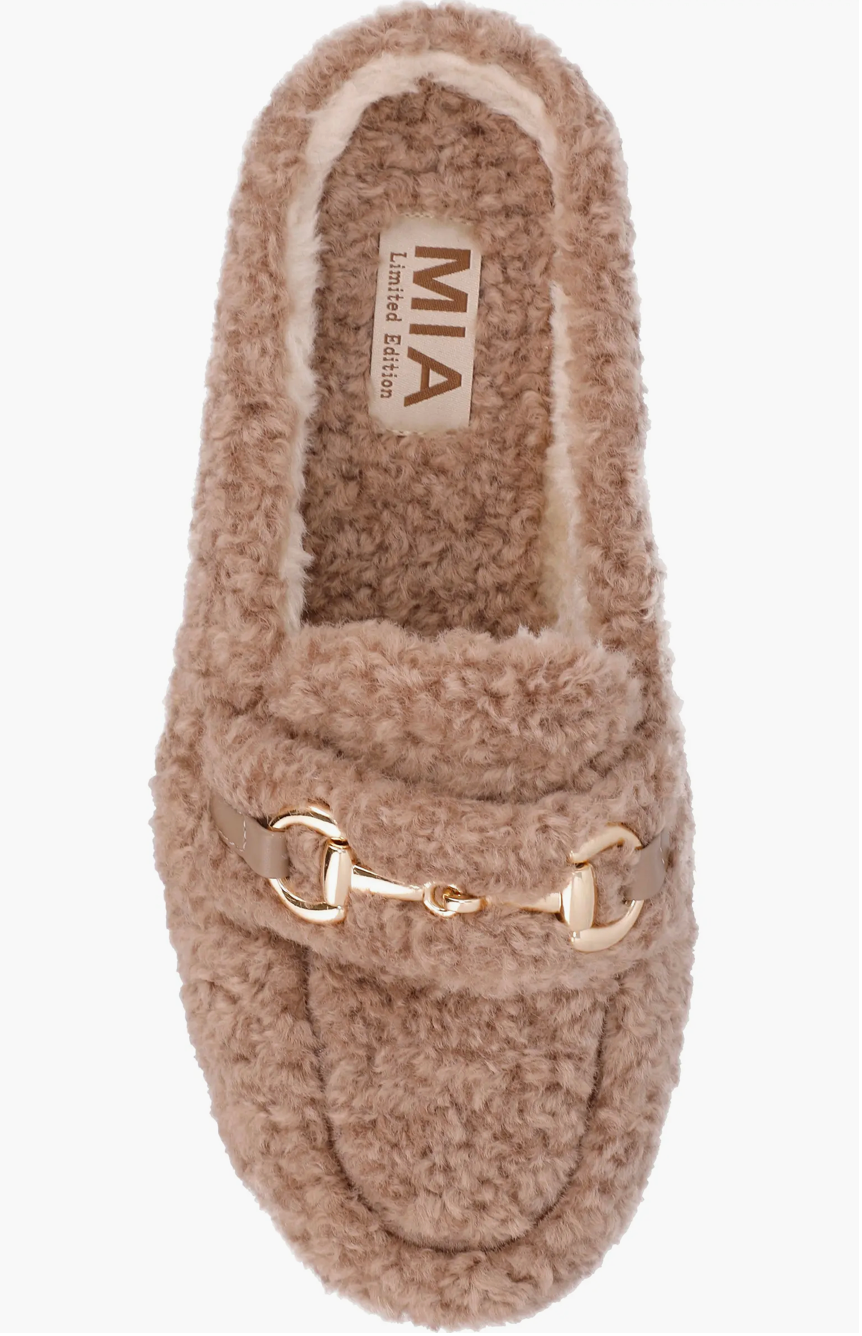 MIA Limited Edition Camel Faux Shearling Slide