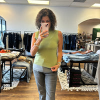 Lightweight Mock Neck Sleeveless Sweater - Sage