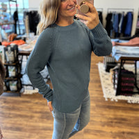 Samantha - Crewneck Pullover Sweater - Blue