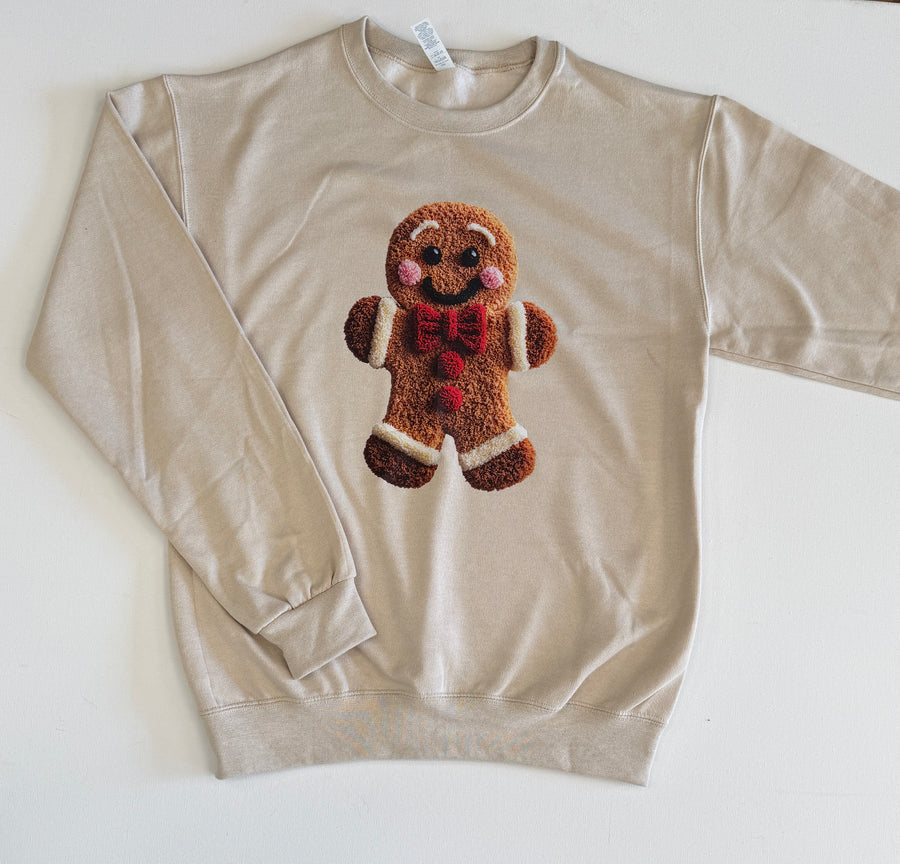 Cozy Gingerbread Man Latch Hook Graphic Sweatshirt - ADULT  | SPECIAL ORDER