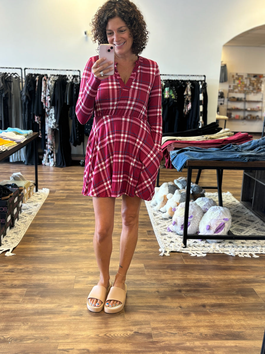 Marissa - Long Sleeve Plaid Dress