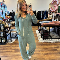 Ribbed Hayden Hoodie Jumpsuit - Moss