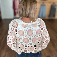 Boho Floral Crochet Sweater
