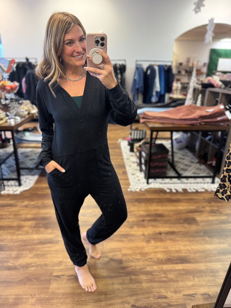 Karina - Long Sleeve Jumpsuit - Black