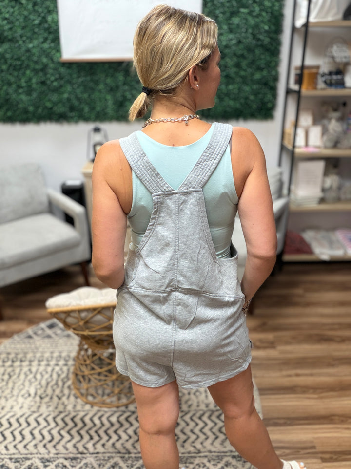 Beach Please Romper - Heather Grey