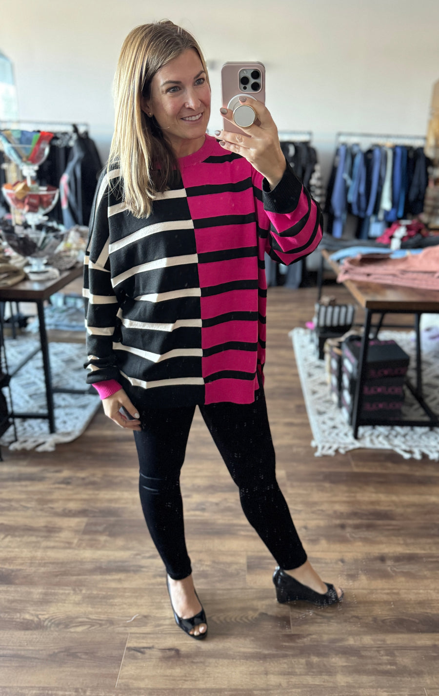 Parker Striped Sweater - Pink