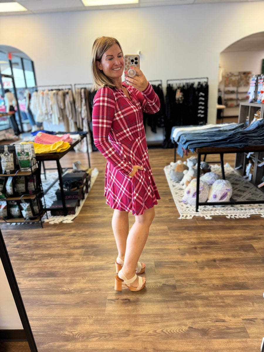 Marissa - Long Sleeve Plaid Dress