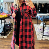 Michelle - Flannel Plaid Longline Shacket