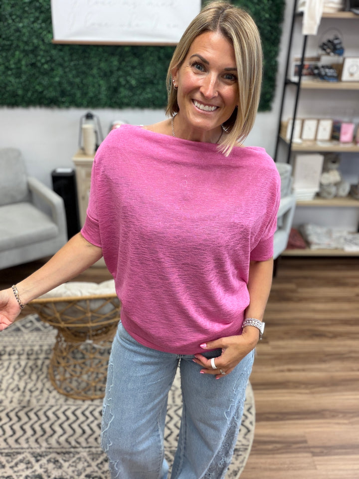 Day to Night Short Sleeve Dolman - Pink
