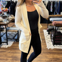 Lola Waffle Knit Cardigan with Thumbholes - Sweet Cream