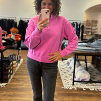 French Terry Pigment Dyed Pullover - Neon Hot Pink