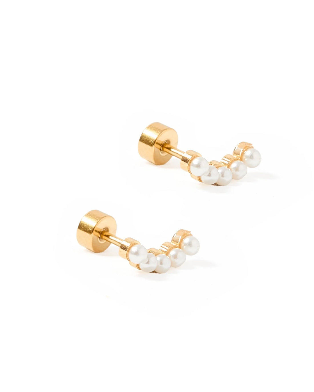 Flat Back Earrings - Abigail Pearl
