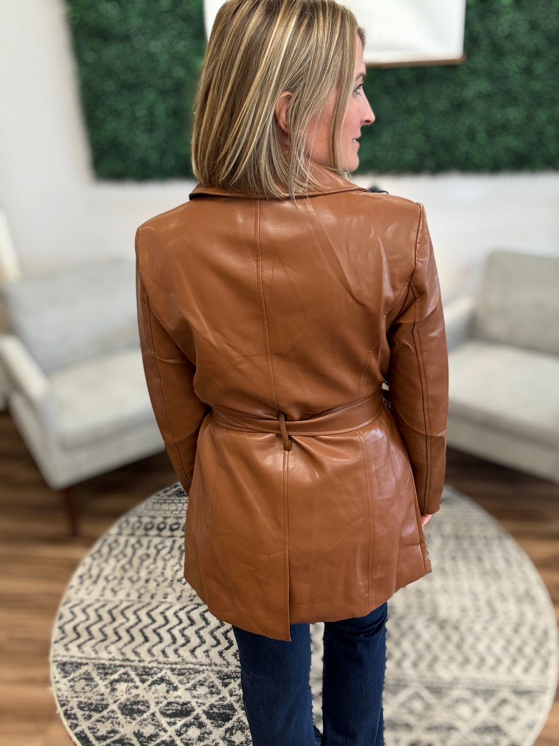 Long Sleeve Vegan Leather Coat