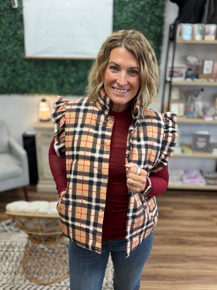 Nora Plaid Puffer Vest