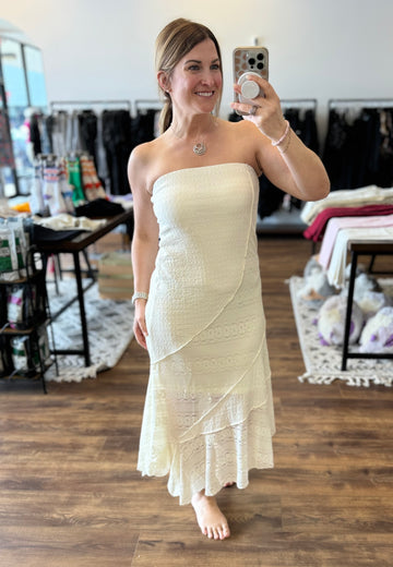 Easton - Mixed Fabric Convertible Strapless Dress