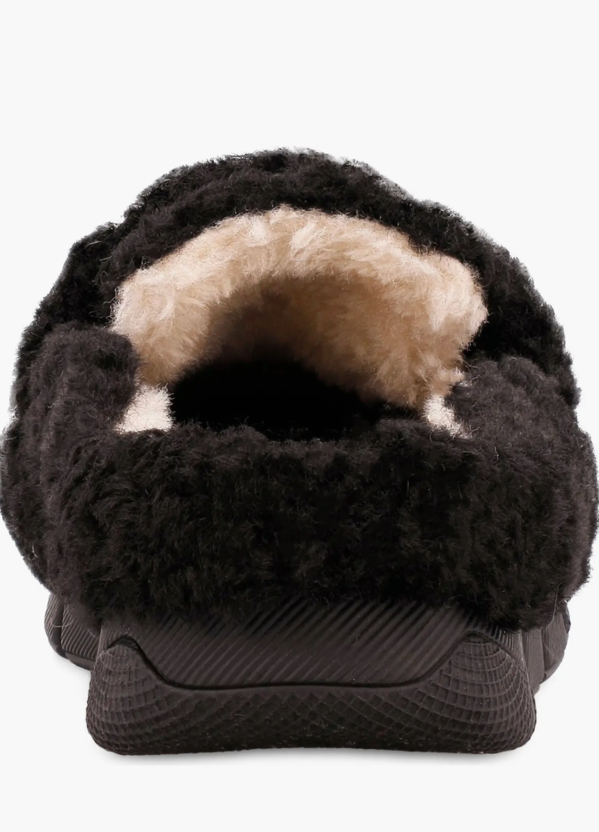 MIA Limited Edition Black Faux Shearling Slide