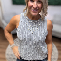 Elle - Pearl Knit Tank - Heather Grey