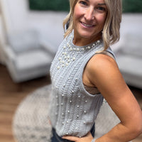 Elle - Pearl Knit Tank - Heather Grey