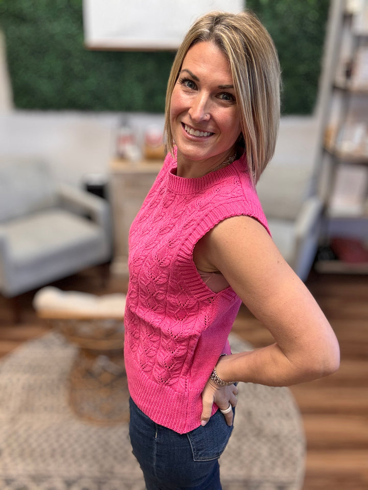 Fresh Start Knit Sweater Vest - Hot Pink