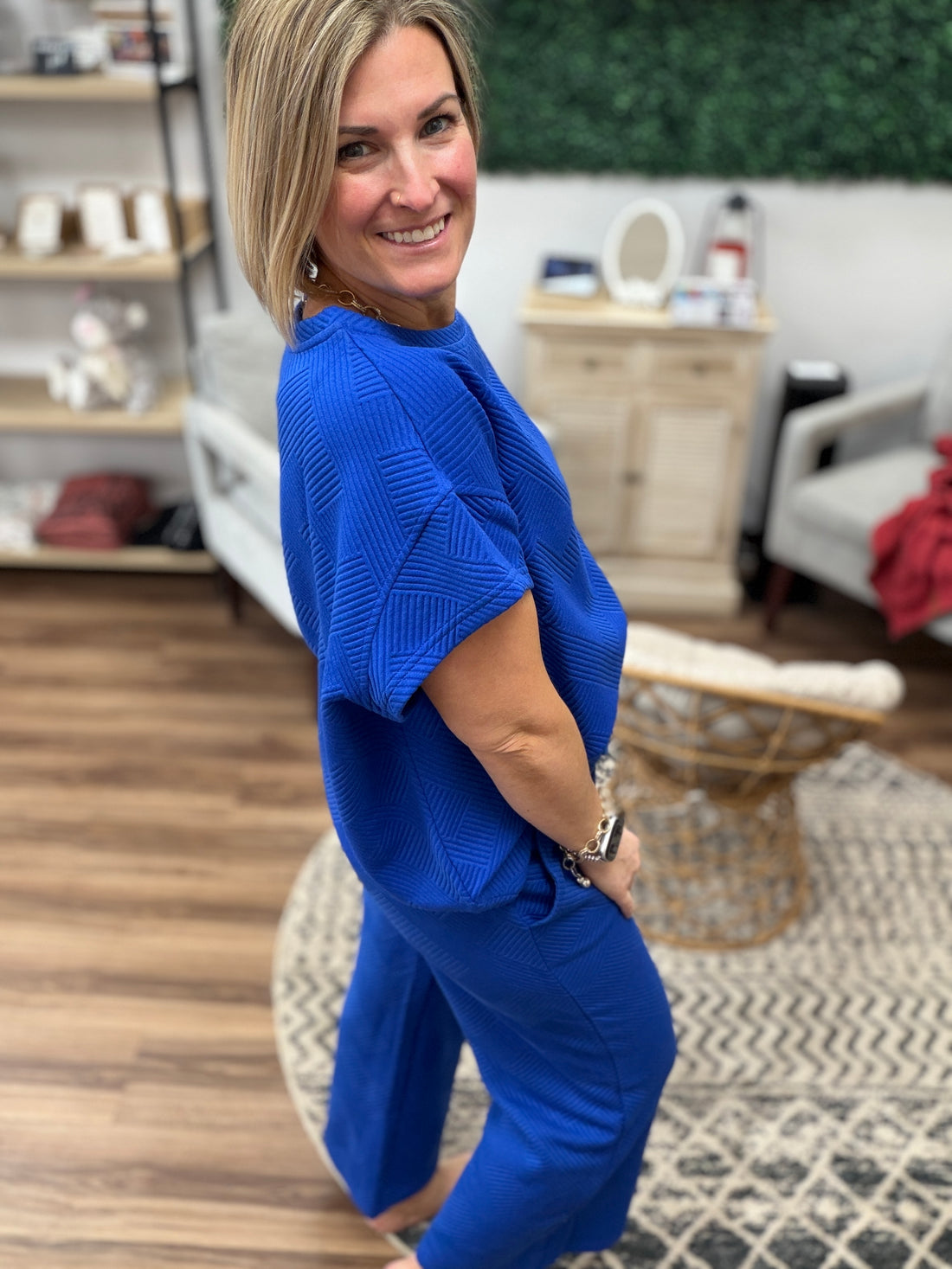 The On Repeat Textured Set - Royal Blue