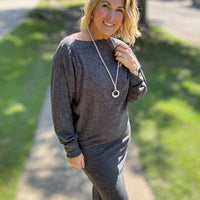 Ribbed Asymmetric Hem and Sleeve Top & Skirt Set