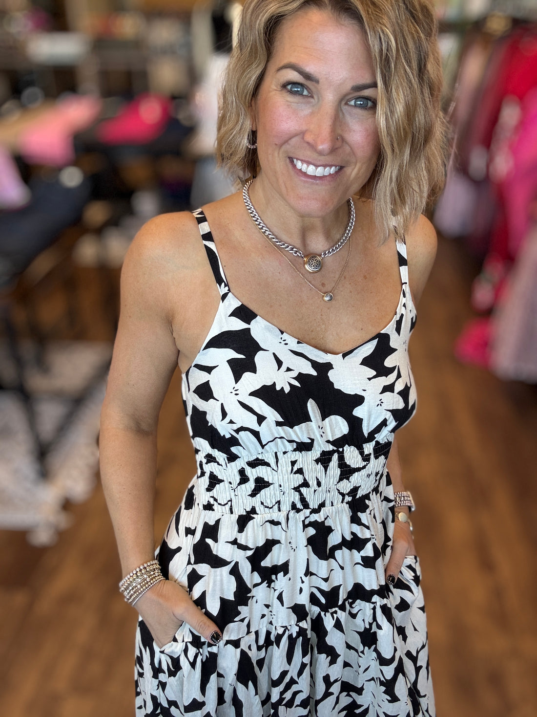 Botanical Breeze Smocked Midi Dress