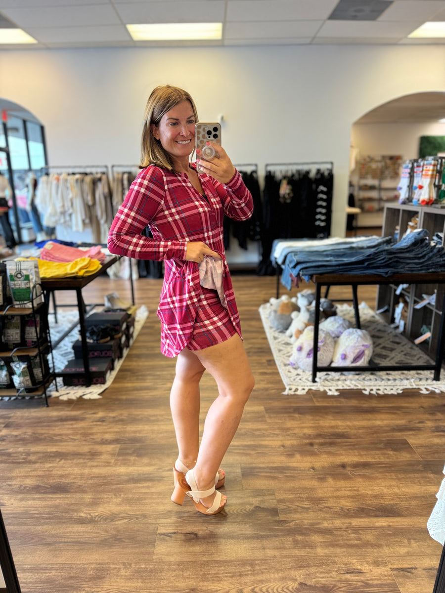 Marissa - Long Sleeve Plaid Dress