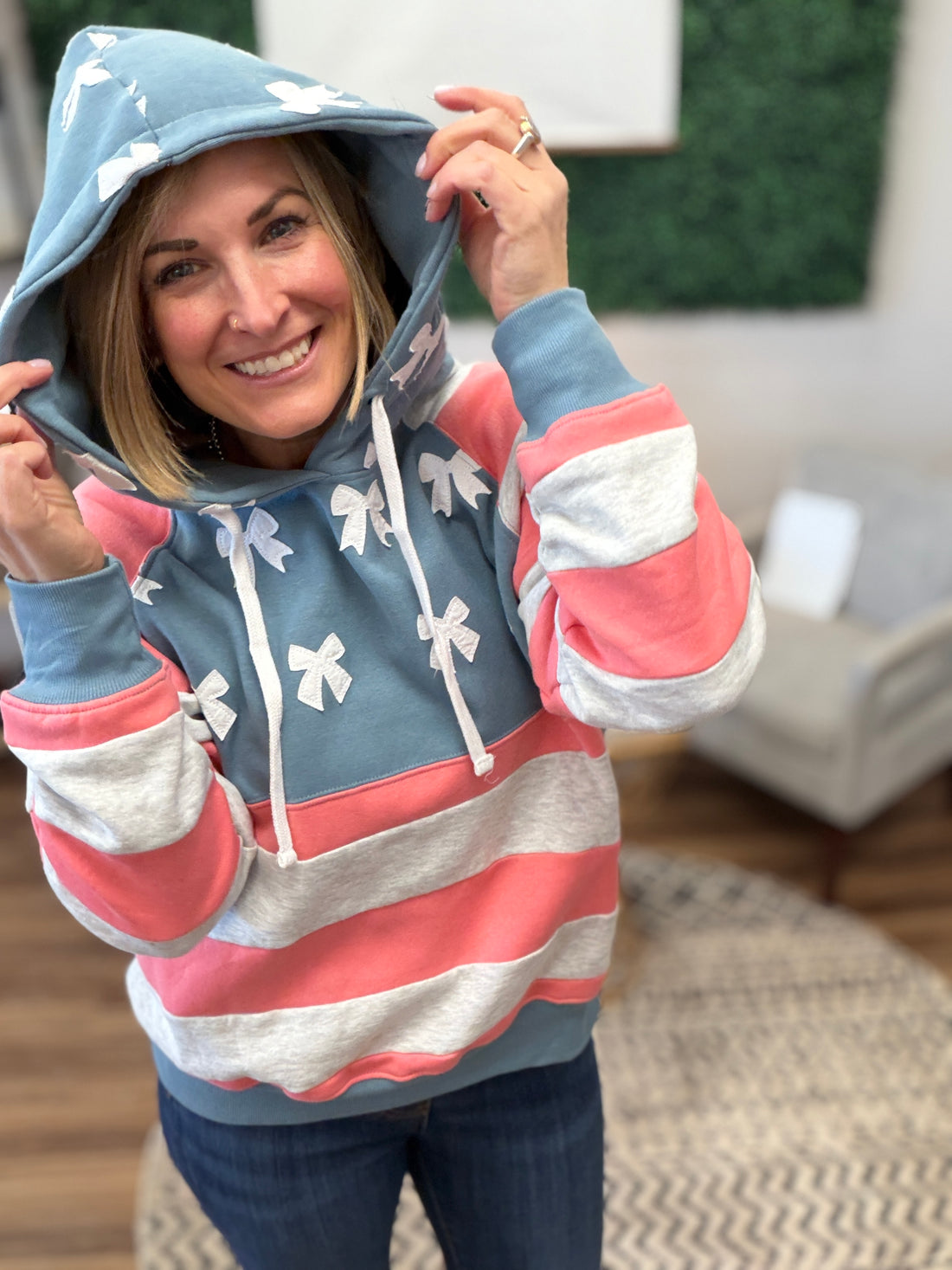 Red, White and BOW Hoodie